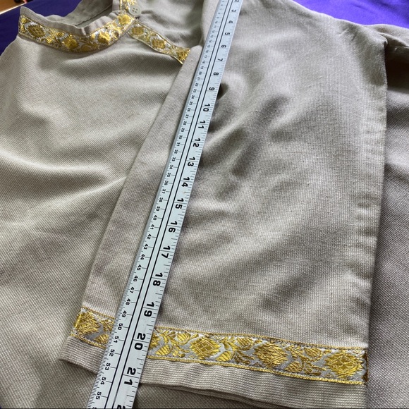 📌Tailored Asian Style Stand Up Collar Shirt with Gold Border - Picture 10 of 14